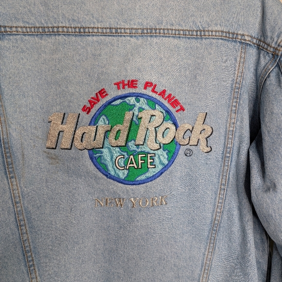 Hard Rock Cafe New York Vintage Denim Jacket sz L - Picture 8 of 9